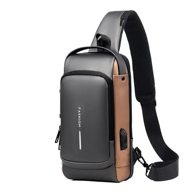 Bolso cruzado de cuero PU para hombre, bandolera clásica antirrobo, bolso de pecho multifuncional, nueva marca de diseñador
