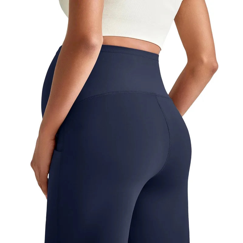 Pantalones rectos de maternidad de talla grande 2026 Otoño Invierno pantalones de pierna ancha de cintura alta para mujeres embarazadas ropa exterior pantalones sueltos Premama