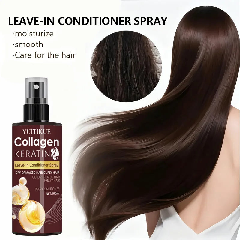 El spray para el cabello con colágeno y queratina nutre las raíces del cabello, el masaje del cuero cabelludo, repara el cabello, solución para el cuidado del cabello con control de aceite
