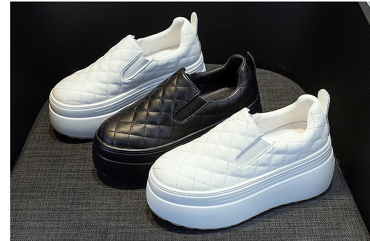 2025 zapatos de cuña de plataforma primavera otoño cabeza redonda Color sólido zapatillas gruesas Casual Slip on mocasines femeninos