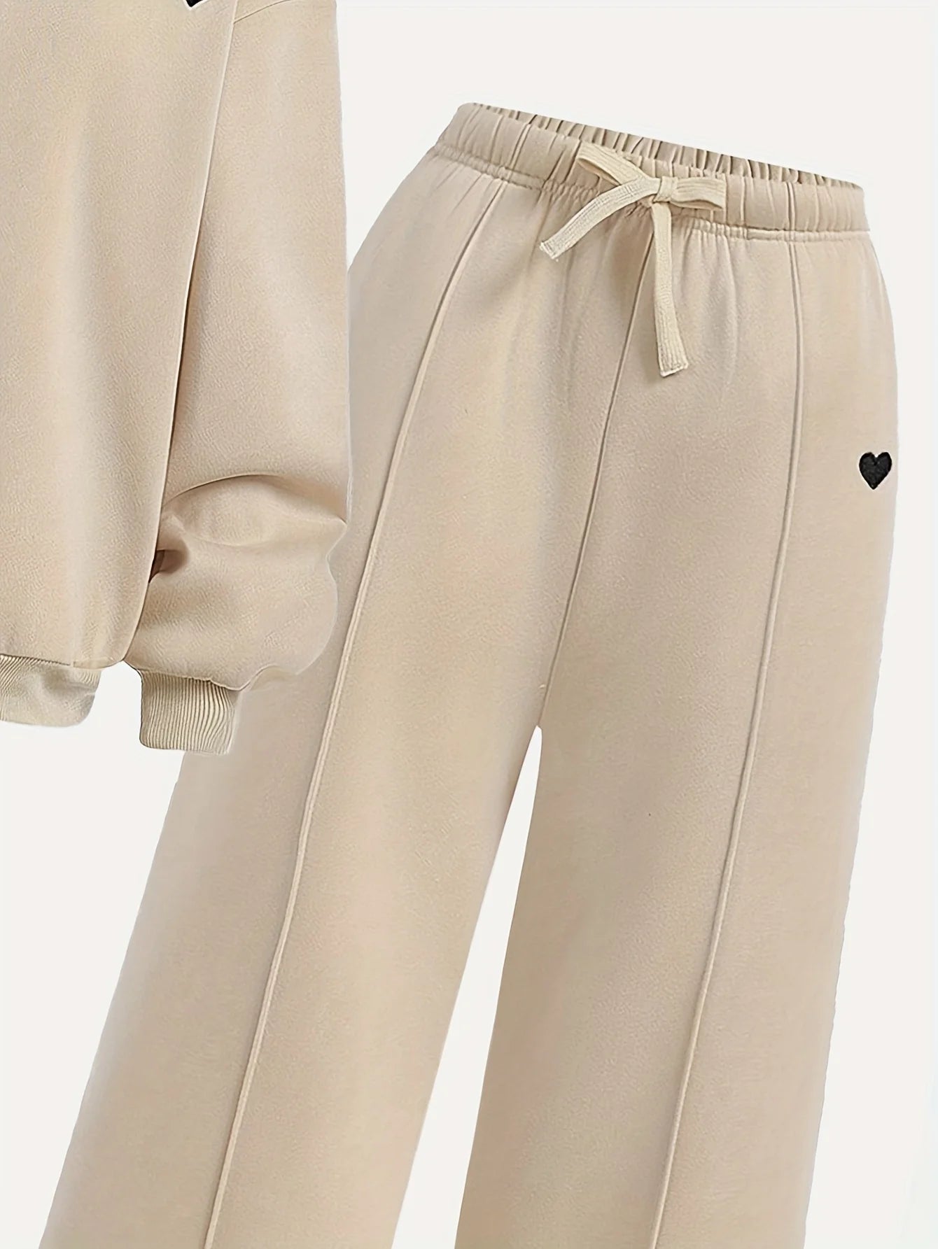 Ropa infantil para niñas, conjunto de traje de otoño, jersey de cuello redondo y pantalones de pierna ancha para niñas, sudadera de cuello redondo y pantalones de chándal deportivos, conjunto de dos piezas, ropa elegante