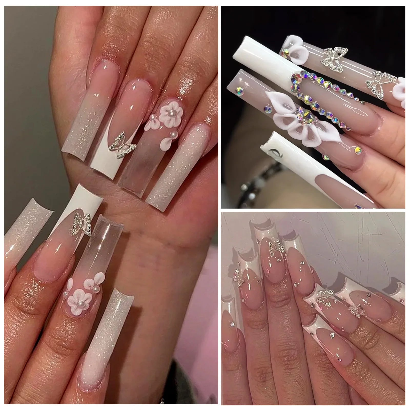 20 piezas de diamantes de imitación de mariposa de aleación para uñas, arte de uñas estereoscópico 3D, accesorios de diseño de manicura DIY de lujo