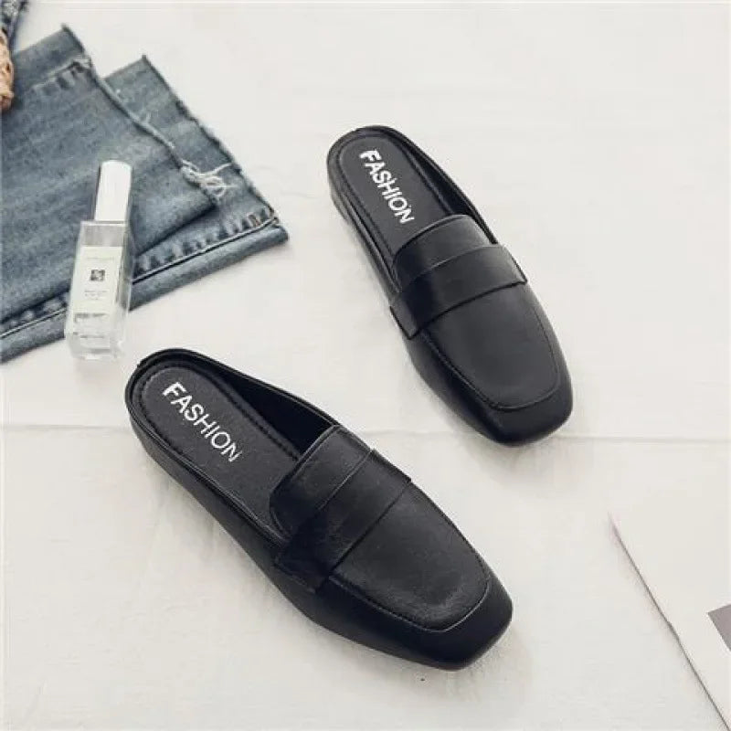 Baotou-Zapatillas planas de cuero suave para Mujer, Zapatos planos sin cordones, suela suave, 2024