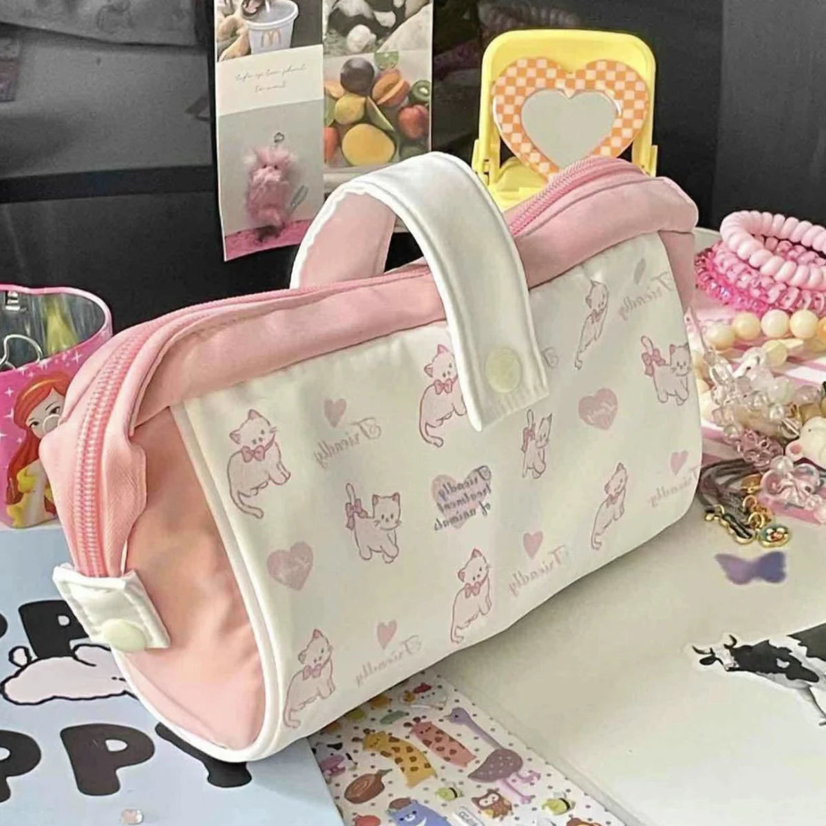 Estuche para lápices Modular con estampado de perro, multicapa, estilo Ins, gran capacidad, ecológico, organizador de papelería para estudiantes y bolsa de maquillaje