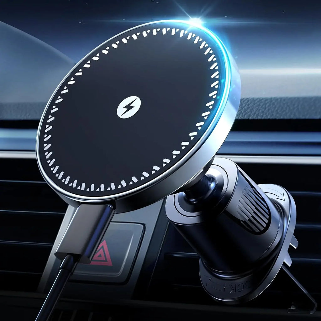 UYUXIO-Adaptador de cargador de teléfono inalámbrico magnético fuerte para coche, soporte de teléfono para salida de aire de 15W para iPhone 16 15 14 13 Pro Max Plus 12