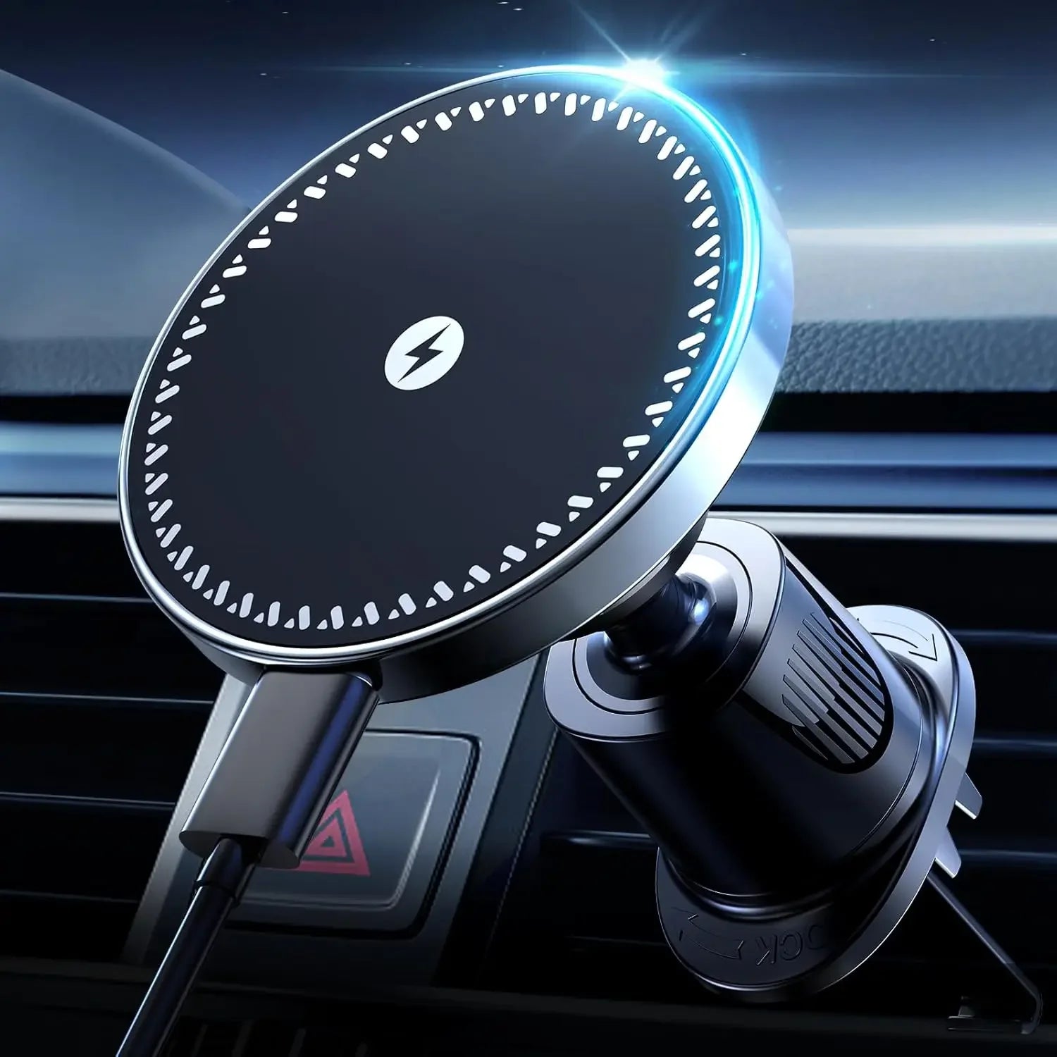 UYUXIO-Adaptador de cargador de teléfono inalámbrico magnético fuerte para coche, soporte de teléfono para salida de aire de 15W para iPhone 16 15 14 13 Pro Max Plus 12