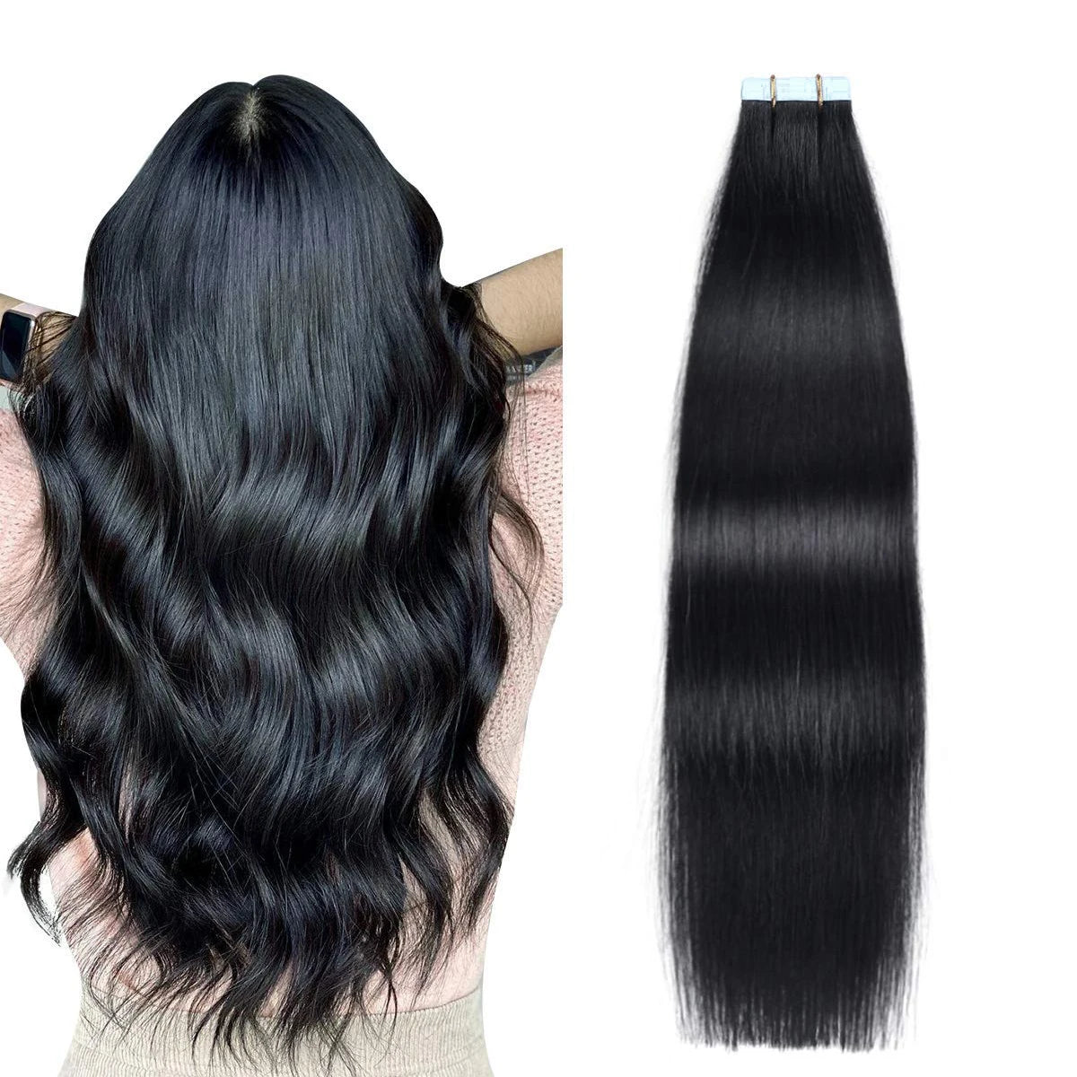 Extensiones de cabello con cinta Invisible, extensiones de cabello Remy Real para mujeres, postizos rectos de color rubio ceniza mezclado rubio platino