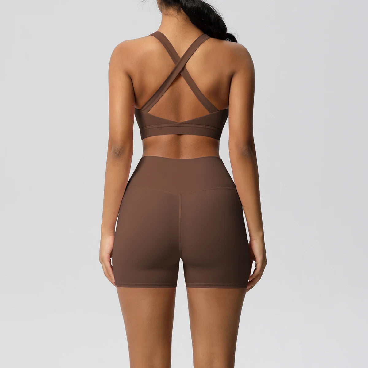 Ropa deportiva con bolsillo para mujer, conjunto de Yoga, ropa de gimnasio, trajes de Yoga para mujer, chándales, pantalones cortos deportivos, sujetador cruzado, mallas de gimnasio, 2 uds.