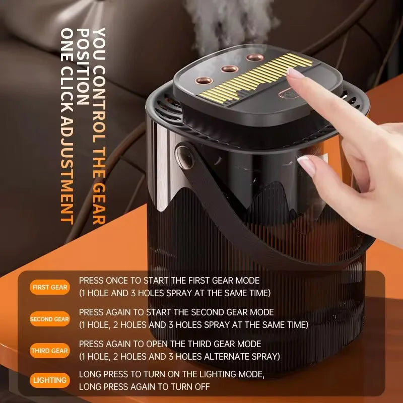 Humidificador de aire de 3L, difusor de Aroma pequeño portátil, 3 puertos de pulverización, humidificador usb de gran capacidad, máquina de niebla de aceite esencial para el hogar
