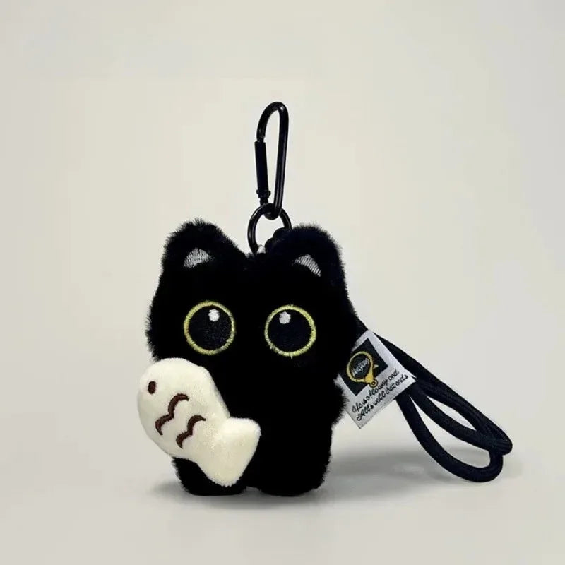 Accesorios para Llaveros de Coche, Adorable Peluche de Gato Negro, Juguete de Peluche, Colgante para Bolso, Amuletos para Mujeres, Parejas, Regalo Kawaii