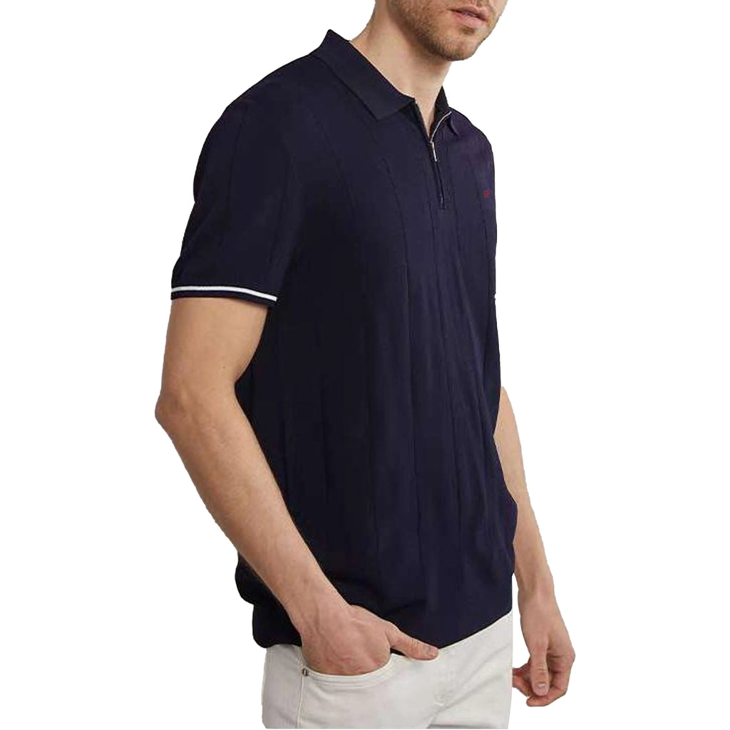 Camiseta Polo de Punto para Hombre CH, con Media Cremallera, Cuello Solapa, Manga Corta, Color Sólido, Casual, de Negocios, Transpirable, para Verano