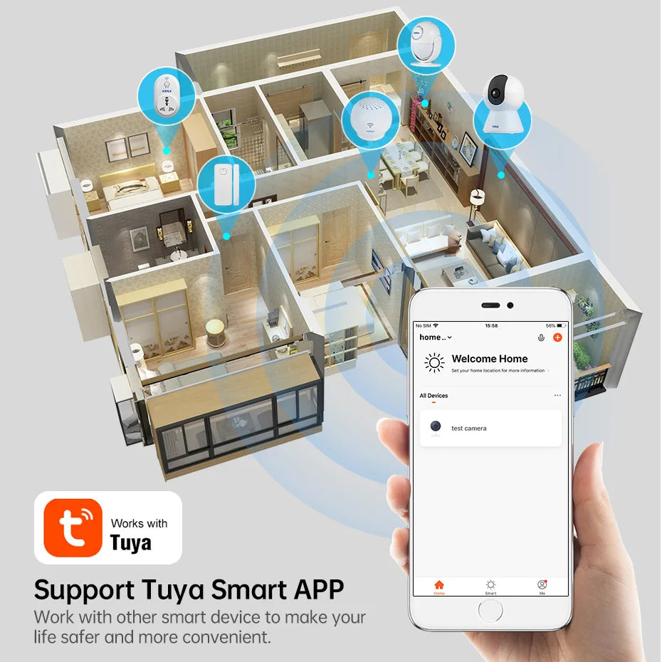 KERUI-minicámara IP inteligente Tuya de 5MP, videocámara inalámbrica para interiores, con WiFi, detección humana de IA, vigilancia CCTV, Monitor de bebé