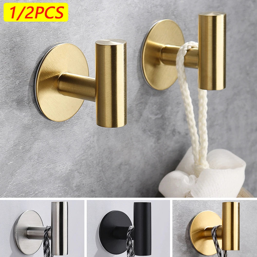 Adhesivo de Ganchillo para Mural de Acero Inoxidable, Adhesivo para Vestidos, Perchas, Accesorios de Almacenamiento de Cocina, 1/2 Piezas