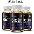 Suplemento de biotina - 15.000 Mcg con colágeno y queratina, vitaminas, cabello brillante, piel y uñas, salud de las articulaciones, 30/60/120 cápsulas