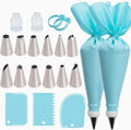 Juego de tuberías reutilizables: 2 bolsas, 12 puntas, acopladores, anillos y raspadores para decoración de pasteles, cupcakes y galletas.