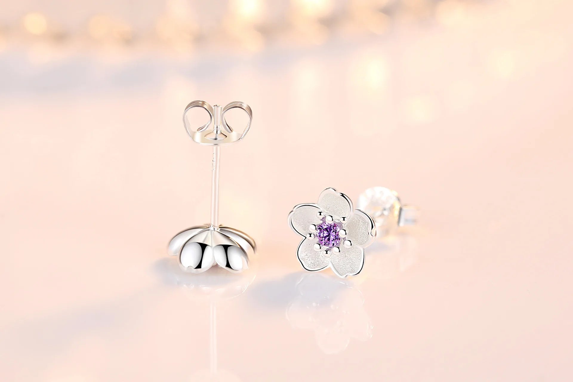 Pendientes pequeños de Plata de Ley 925 con circonita rosa y púrpura para mujer, accesorios de joyería de lujo elegantes para boda, venta al por mayor