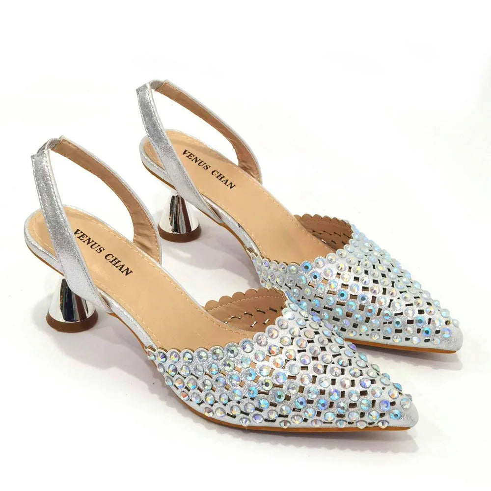 Sandalias con fondo de Muffin decoradas con cuentas para mujer, zapatos y bolso cómodos y versátiles, elegantes, a la moda, verano, 2023
