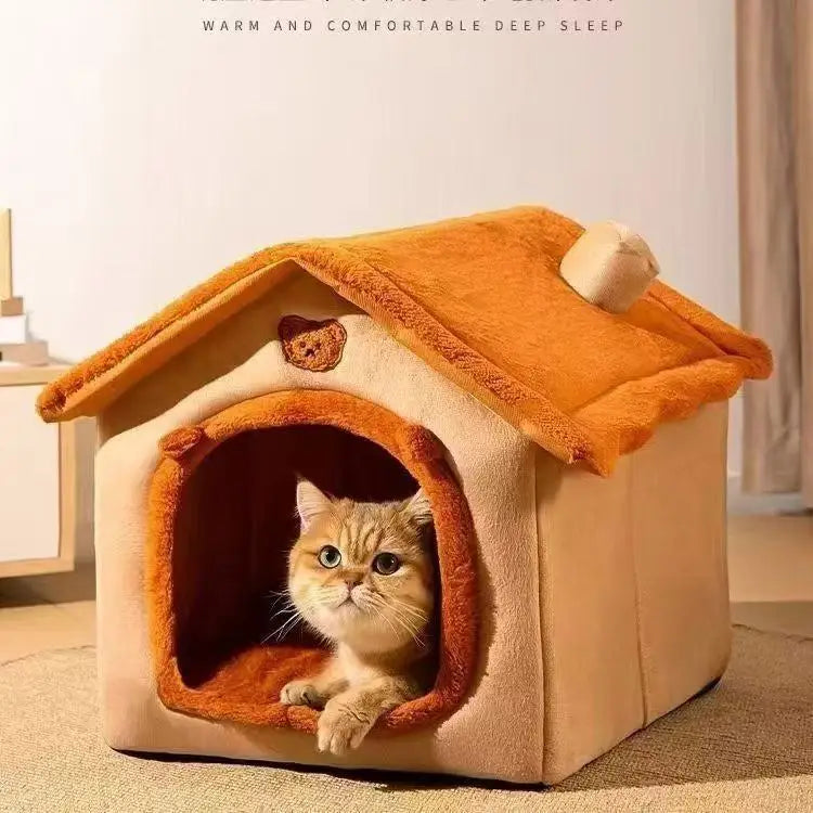 Cama estilo casa para perros para todas las estaciones, cama extraíble y lavable para mascotas para perros pequeños, casa cálida de invierno para perros y gatos