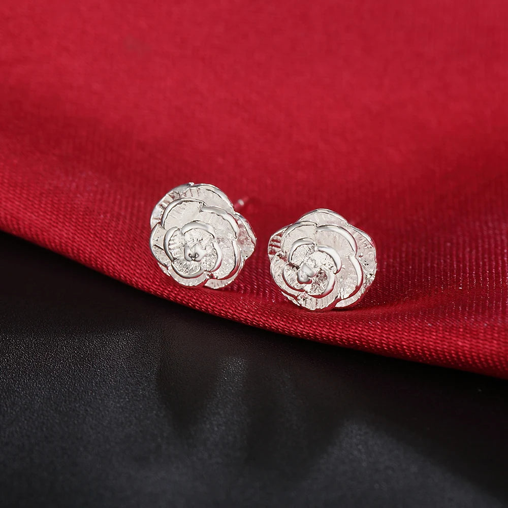 Pendientes de plata de ley 925 con forma de flor para mujer, joyería elegante de 10MM, regalo de boda, venta al por mayor