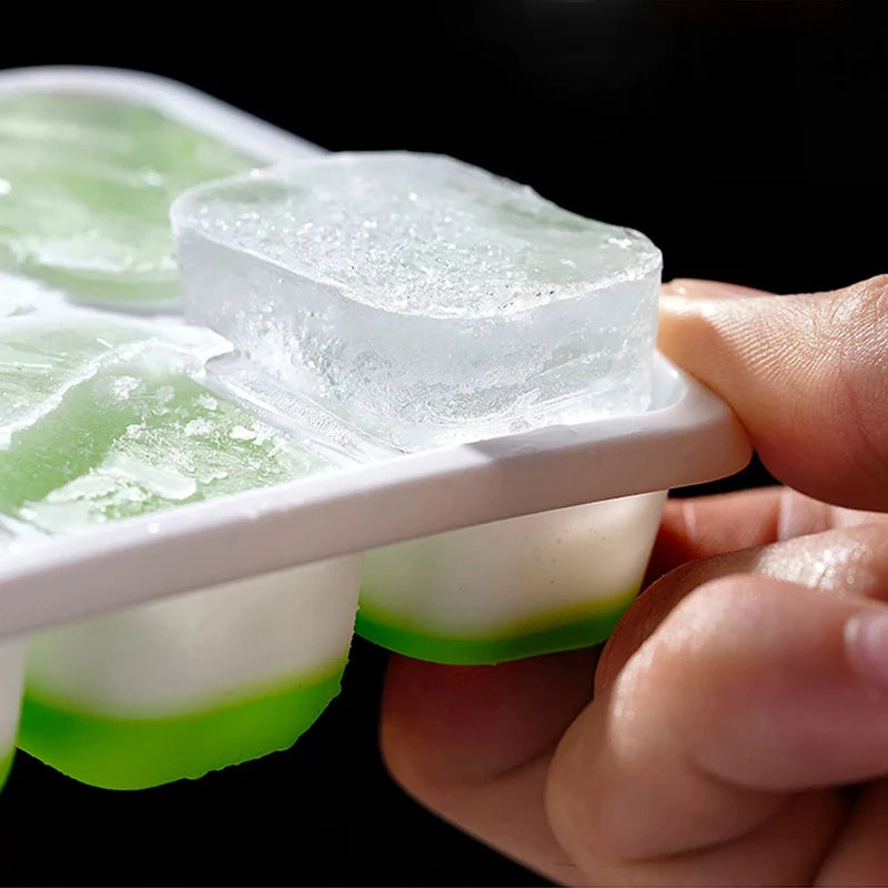 Bandeja para cubitos de hielo, molde de silicona con cubierta cuadrada de 14 cubos, moldes para cubitos de hielo de fácil liberación, barra de cocina de verano, herramientas para hacer bebidas heladas DIY