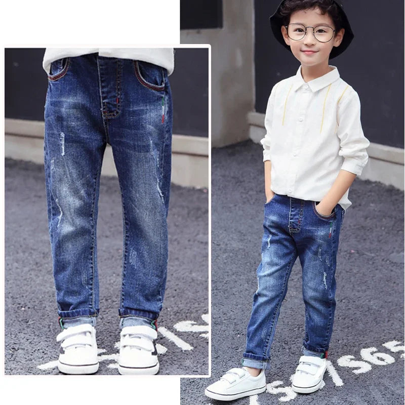 IENENS, pantalones vaqueros ajustados para niños y niñas, pantalones con cintura elástica, ropa vaquera para niños de 4 a 13 años, pantalones deportivos