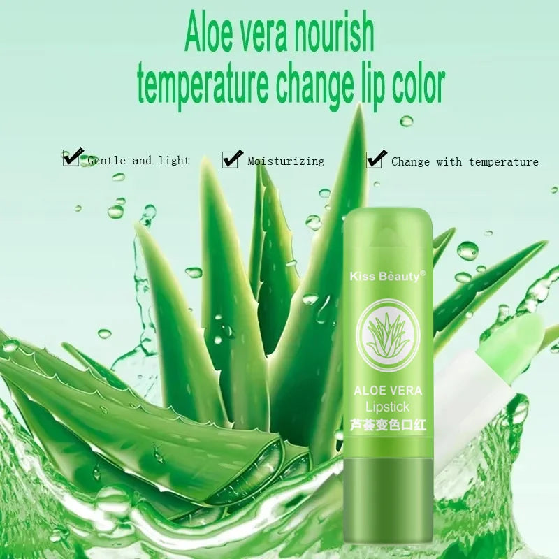 Nuevo Natural ALOE VERA cambio de temperatura Color gelatina lápiz labial de larga duración hidratante maquillaje de labios bálsamo labial brillo de labios