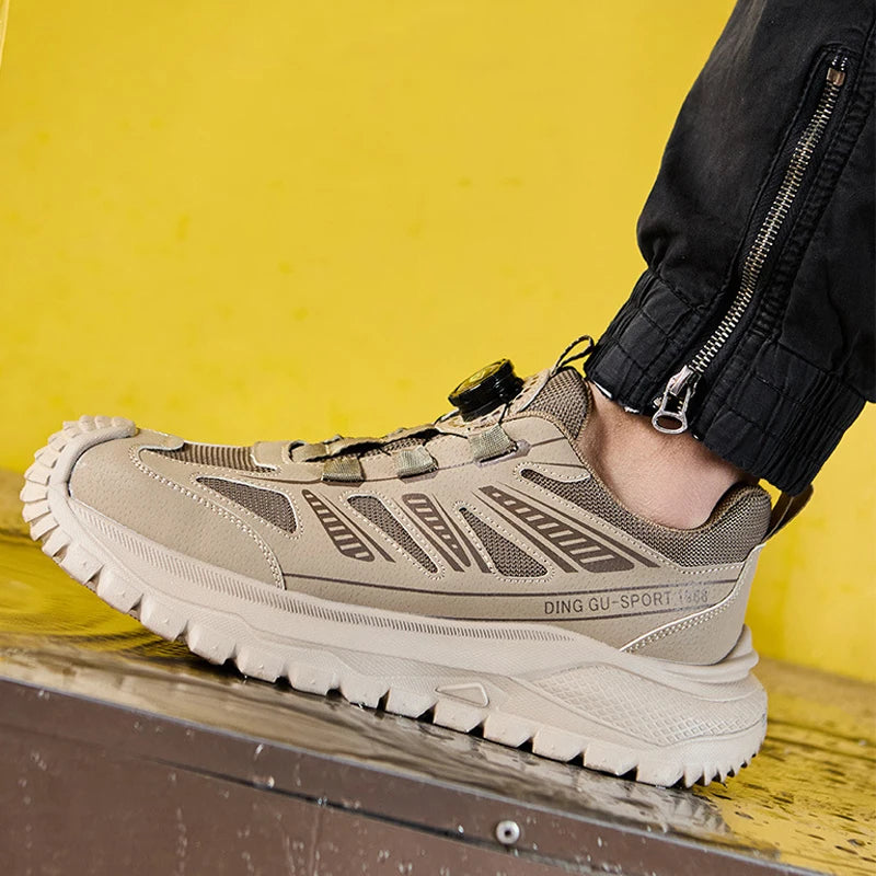 Zapatos de seguridad para el trabajo para mujeres y hombres, zapatillas de trabajo antipinchazos, zapatos indestructibles con botón giratorio, botas de trabajo antideslizantes