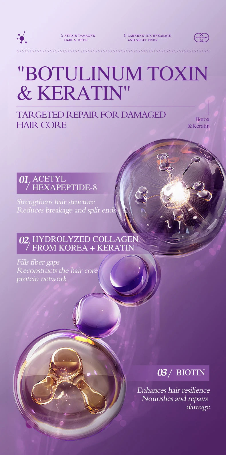 Mascarilla para el cabello con queratina mágica, reparación de daños en 5 segundos, rizado, suave, liso, brillante, hidratación profunda del cabello, tratamiento, reparación, mascarilla para el cuidado del cabello