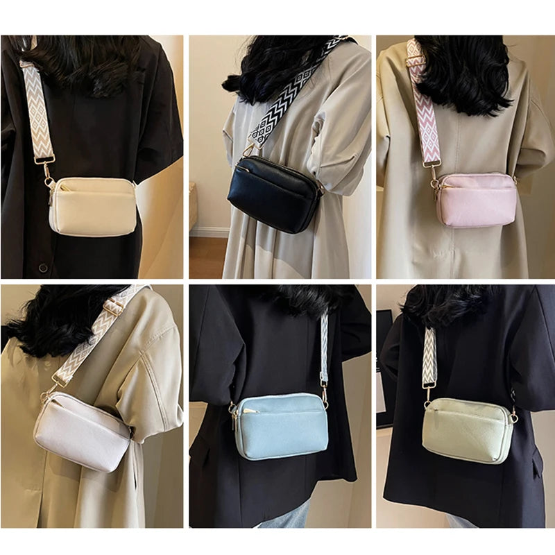 Bolso cruzado vegano elegante para mujer, bolso de hombro de PU minimalista y a la moda, compacto, espacioso, apto para teléfono