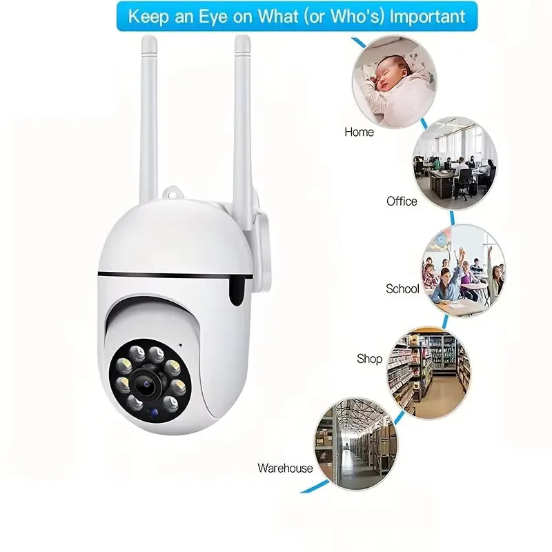 Cámara de seguridad WiFi de 8MP, vigilancia del hogar de 2,4G con visión nocturna PTZ IR, detección de movimiento, monitoreo infantil, 2 antenas