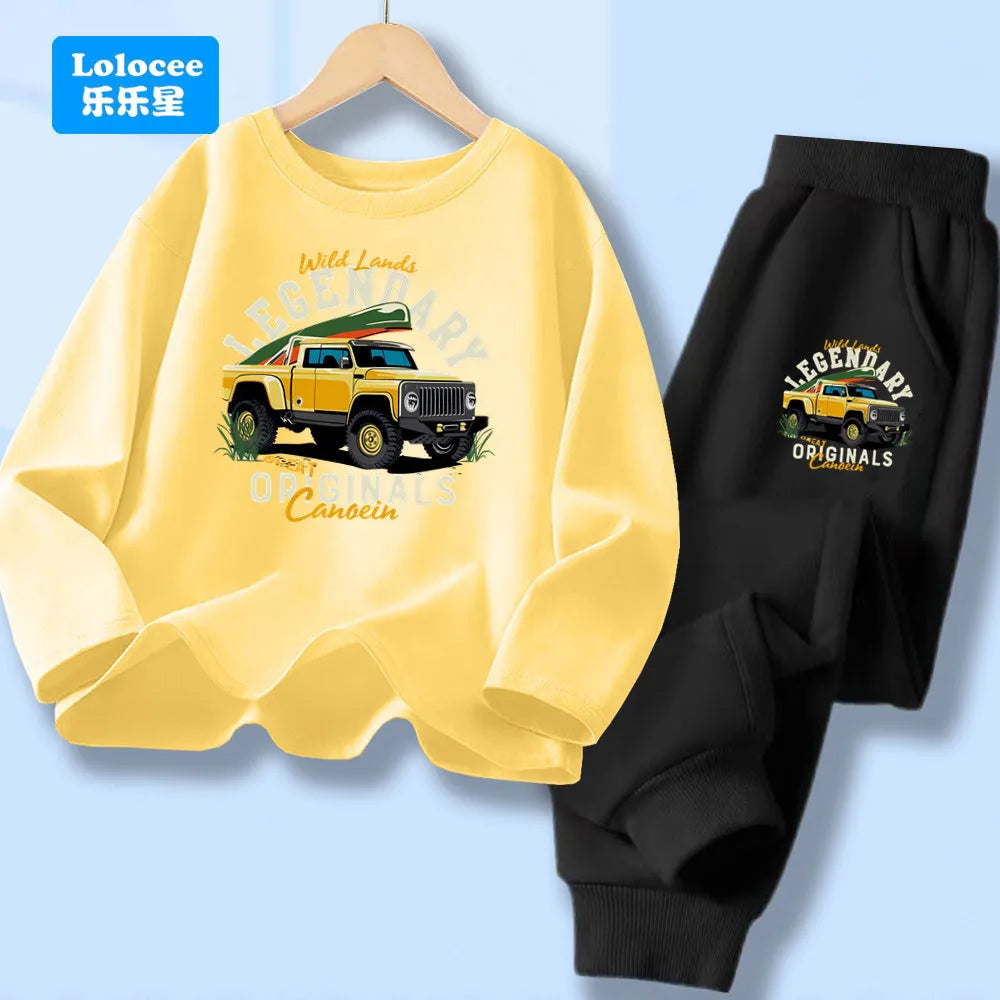 Conjuntos de camisetas y pantalones largos para niños, camisetas y pantalones de manga larga, conjuntos de 2 uds para niños, conjuntos geniales, ropa de moda para niños YYPK1