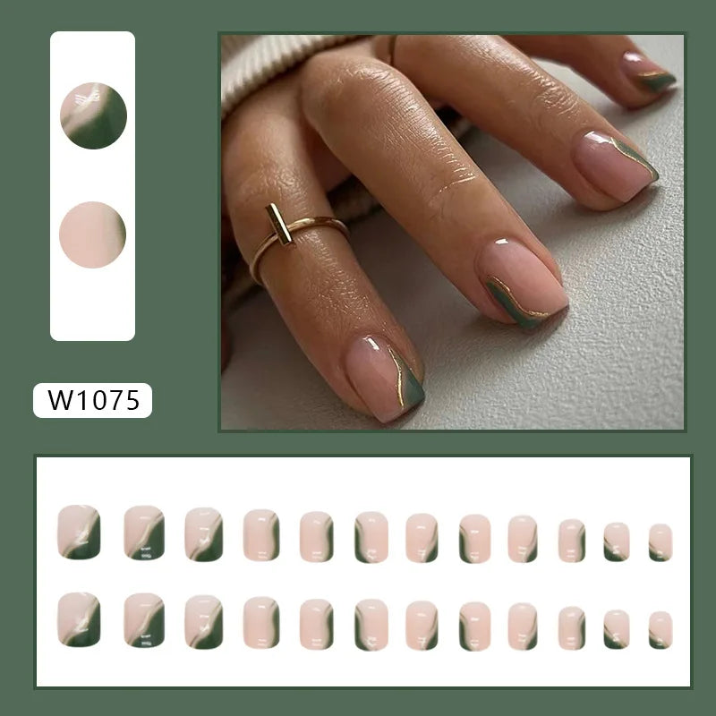 Dulce francés 24 Uds. De uñas postizas degradadas rosas, manicura de dedos artificiales brillantes, uñas postizas reutilizables para mujeres