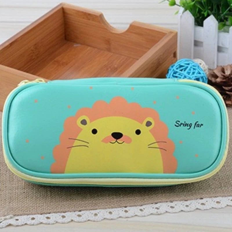 Estuche de cuero PU para lápices de dibujos animados, bolsa de almacenamiento de papelería escolar, estuche bonito para estudiantes, bolsa para bolígrafos para niños, regalos y premios