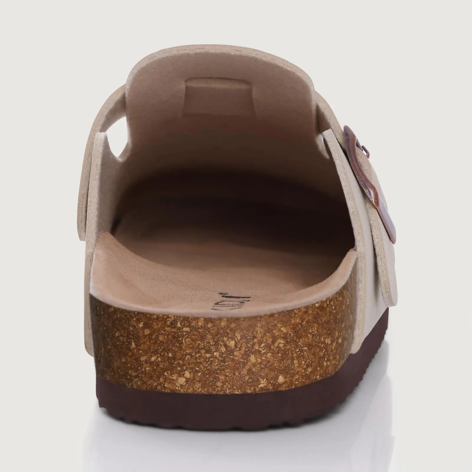 Comwarm Zapatillas tipo zuecos de ante para mujer, mulas de cuero, zapatillas planas clásicas de corcho para hombre, sandalias con reposapiés de corcho para exteriores con soporte para arco
