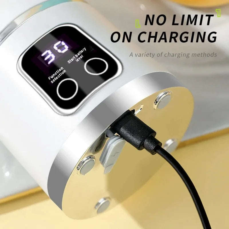 Exprimidor de frutas portátil de 10 hojas, capacidad de 450ml, 3 engranajes, licuadora recargable por USB, trituradora de hielo para batidos y batidos, taza exprimidora
