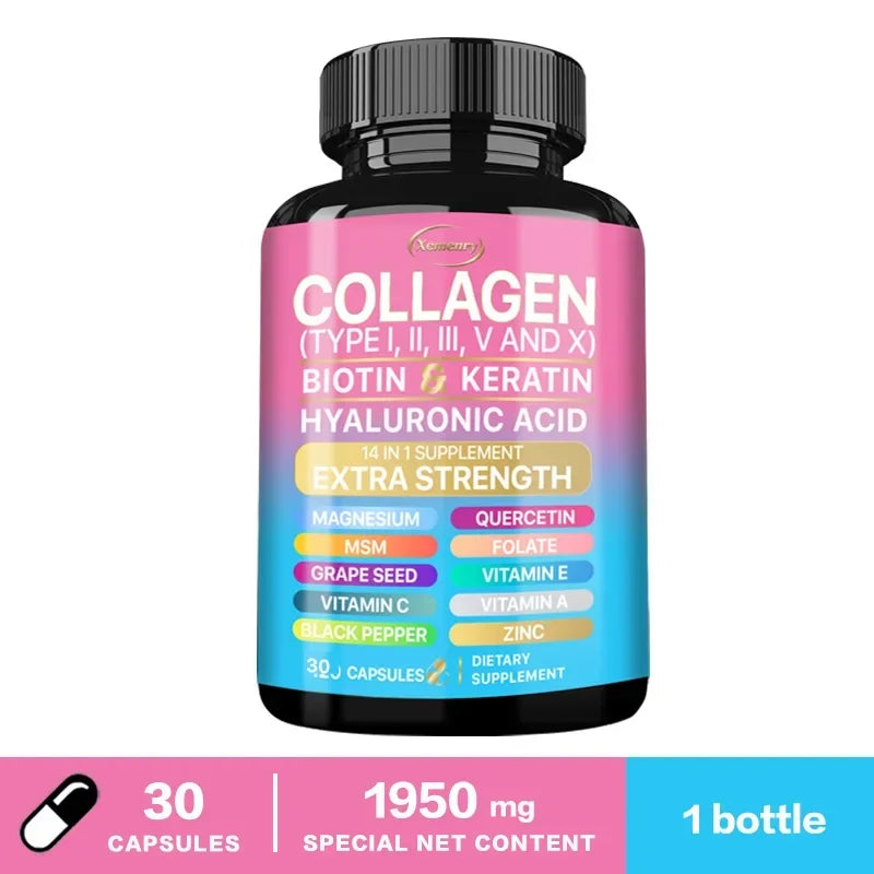 Suplemento de colágeno: apoya el cuidado de la piel, las uñas, el cabello, los antioxidantes y el sistema inmunológico