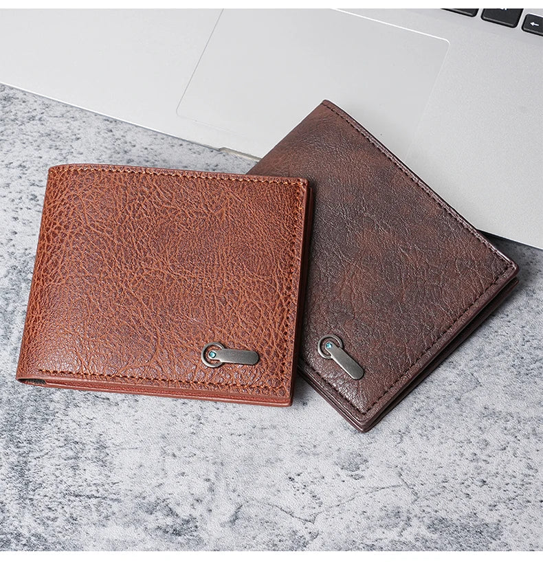 Cartera corta multitarjeta para hombre, billetera informal de moda, delgada, doble pliegue, horizontal, suave, nueva