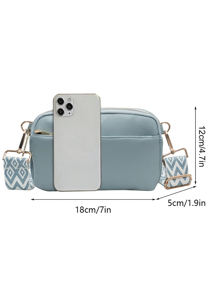 Bolso cruzado vegano elegante para mujer, bolso de hombro de PU minimalista y a la moda, compacto, espacioso, apto para teléfono