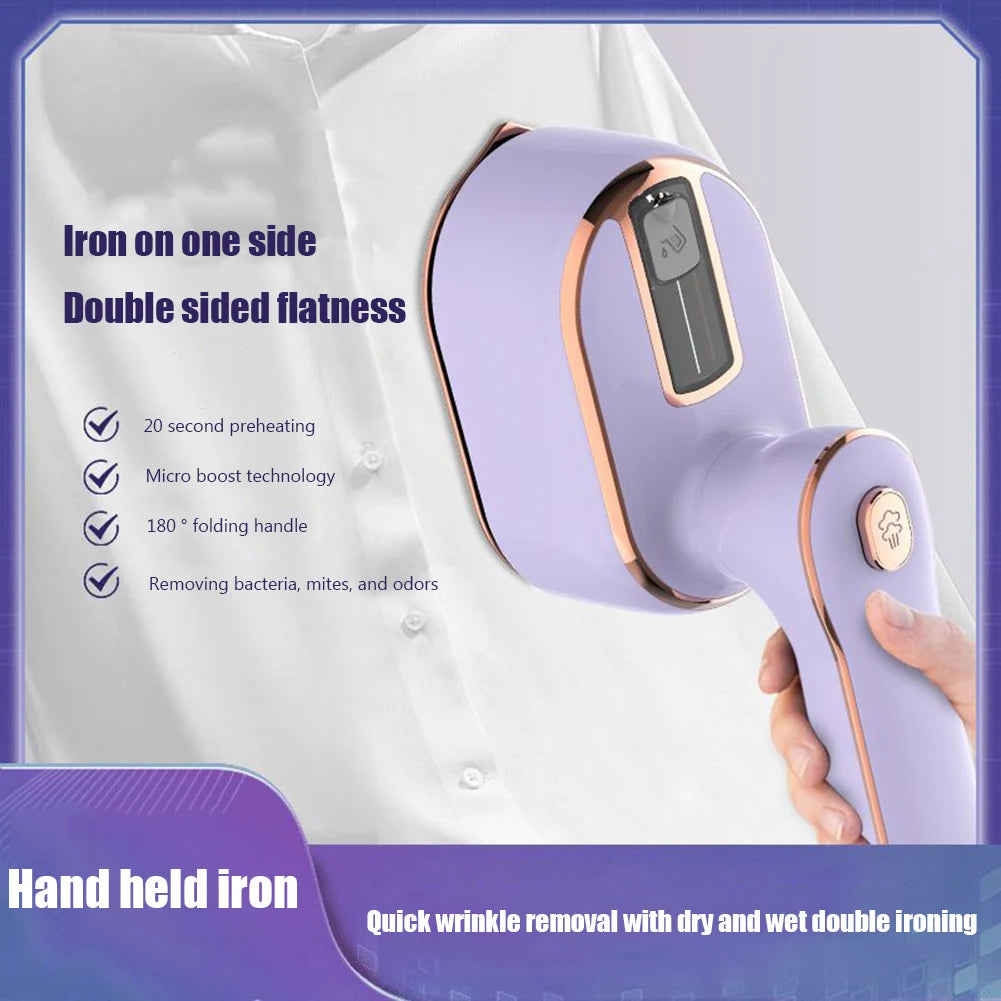 Mini plancha de vapor portátil de mano, vaporizador de ropa en seco y húmedo, doble máquina de planchado de tela para el hogar, Gadget de viaje para el hogar