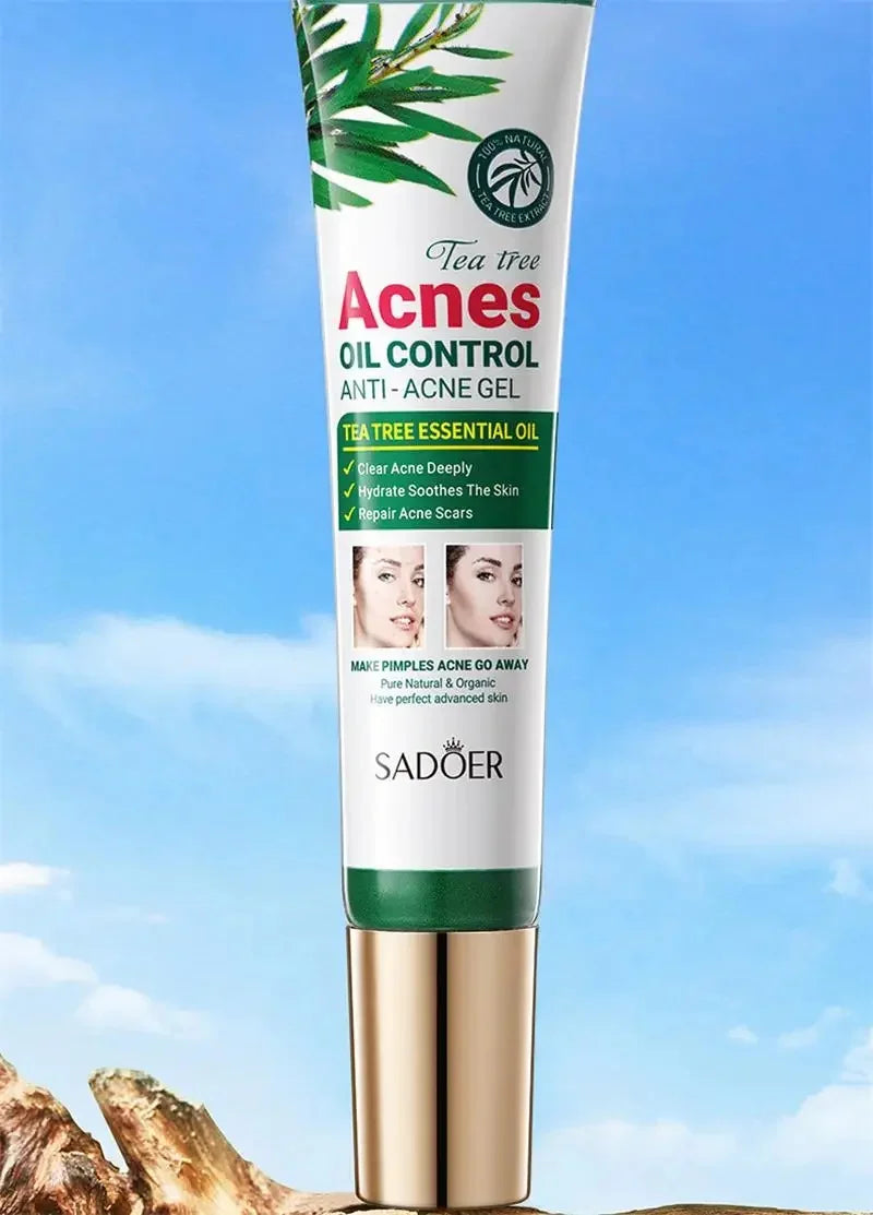 Crema para eliminar el acné del árbol de té, Control de aceite hidratante suave para el rostro, Gel Facial para eliminar el acné, espinillas, belleza y salud