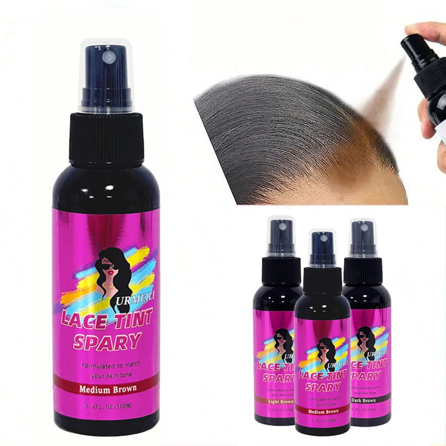 100ML impermeable tinte de encaje Spray corrector Mousse fusión para pelucas cierre de encaje peluquín frontal Control de bordes maquillaje para el cabello