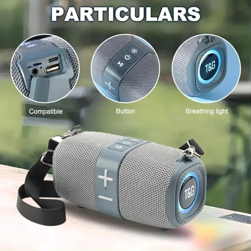 Altavoz Bluetooth inalámbrico portátil para exteriores TG667, altavoz doble, Subwoofer Bluetooth 5,3 con soporte RGB, tarjeta FM/TF/disco USB