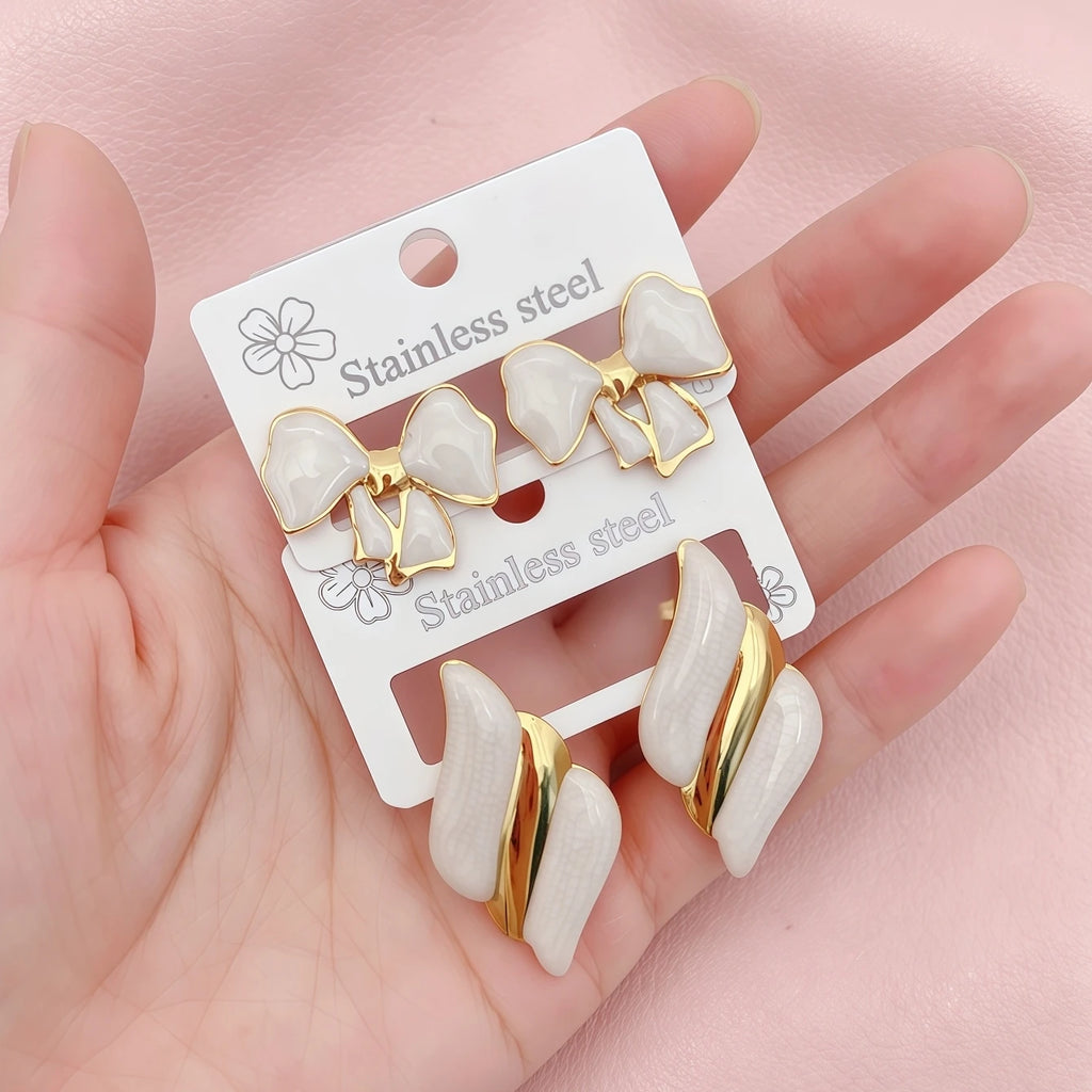 6 pares de pendientes de acero inoxidable con diseño de flores y geometría, coloridos y a la moda, para mujer, regalos para fiestas.