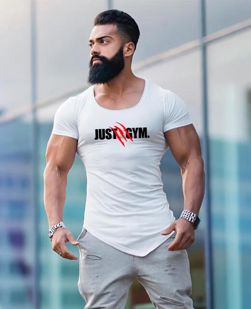 Camisetas deportivas de manga corta para correr para hombre, ropa deportiva ajustada transpirable de algodón para verano, camisetas musculares para gimnasio, culturismo y Fitness