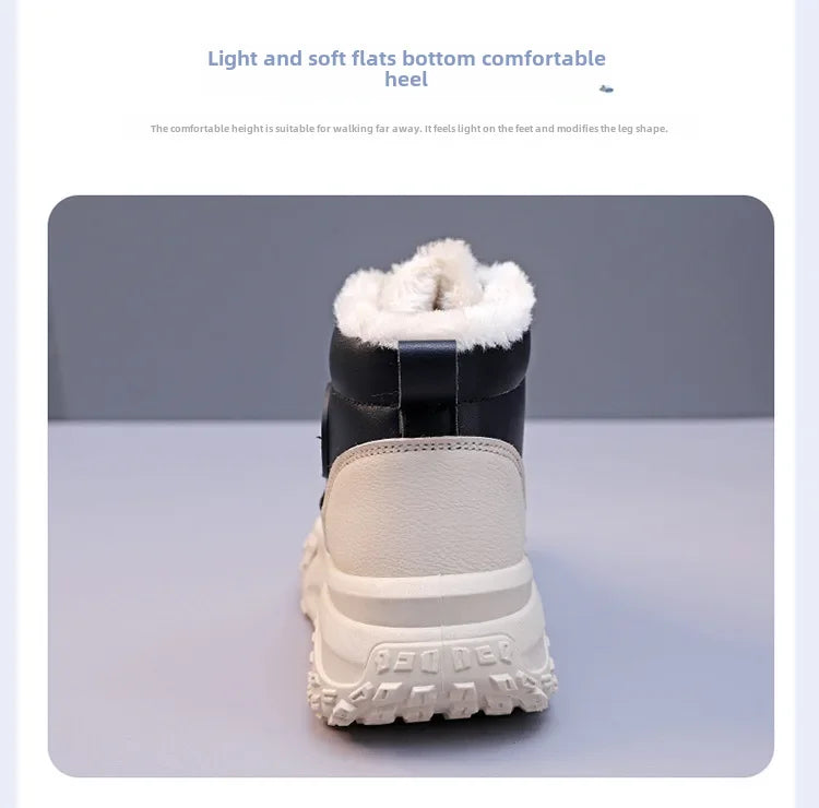 Botas planas de nuevo estilo para mujer, zapatos de algodón cálidos y gruesos con forro polar, zapatos blancos pequeños de alta calidad, Hx-q037, invierno 2023