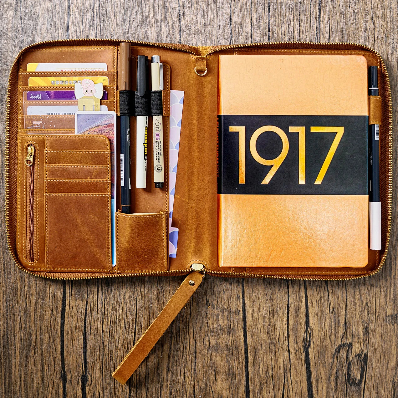 Cuaderno A5 de cuero con cremallera para Hobonichi Cousin Leuchtturm 1917, cuaderno de lujo con cremallera, organizador, cubierta de planificador