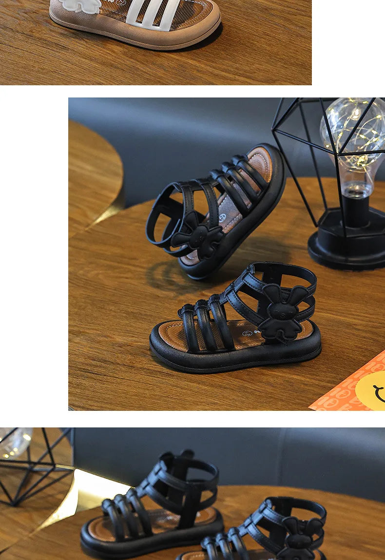 Sandalias de verano para niñas de 1 a 10 años, zapatos bonitos y versátiles de princesa a la moda para estudiantes, Sandalias planas, calzado informal