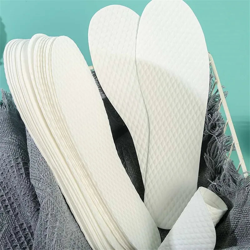 Nuevo 1/5/10 par/juegos plantillas desechables plantillas de pulpa de madera natural hombres y mujeres fino transpirable sudor suave cómodo almohadilla de zapato