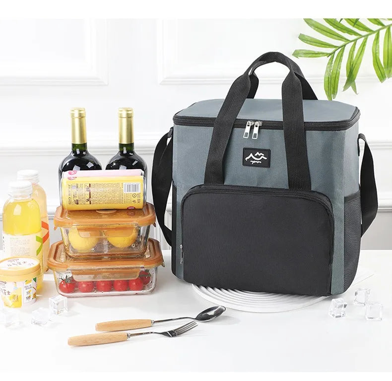 Color a juego de moda, bolsa de almuerzo cuadrada simple, bolsa de hielo portátil para acampar, trabajadores de oficina de gran capacidad, bolsa de comida