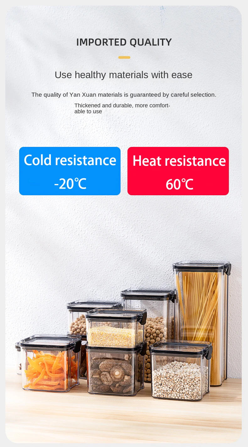 Tarros sellados para cocina, organizador de almacenamiento de granos, tanque grande de plástico a prueba de humedad, juego de tarros de condimentos para el hogar